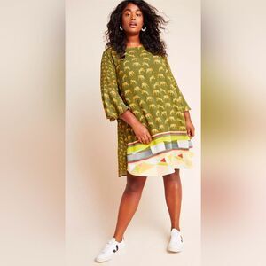 Anthropologie Conditions Apply Luisetta Tiger Print Tunic Dress Size‎ Medium